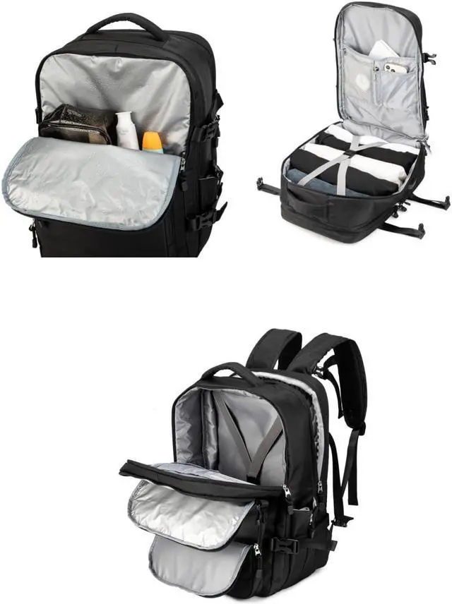 Alt view image 2 of 5 - Kinmac Extra Large Travel Backpack,360deg Cushioned Laptop Backpack with USB Charging Port For 15.6 inch to 17 inch Laptop (Black)