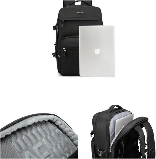 Alt view image 3 of 5 - Kinmac Extra Large Travel Backpack,360deg Cushioned Laptop Backpack with USB Charging Port For 15.6 inch to 17 inch Laptop (Black)