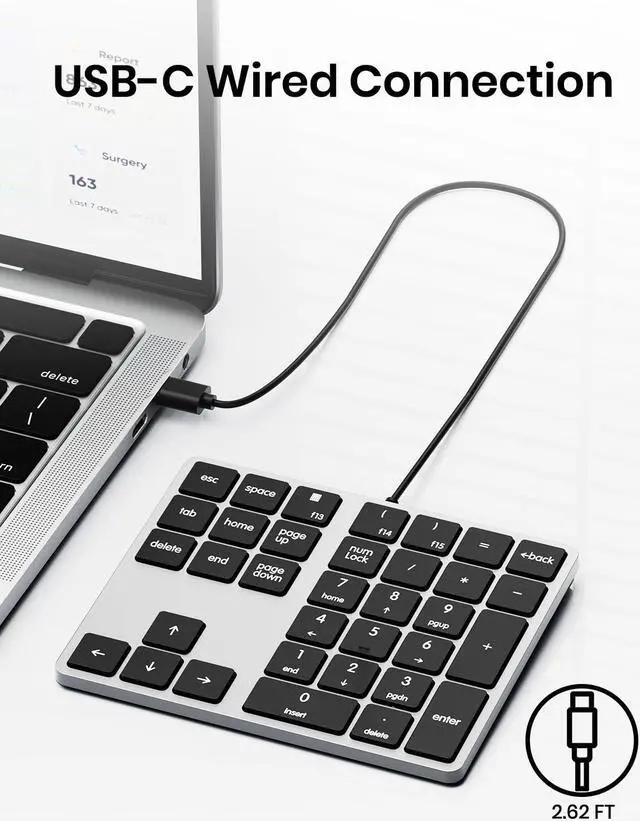 Alt view image 4 of 5 - Kisnt 34 Keys Wired USB-C Numpad and 17 Keys Mechanical Number Pad