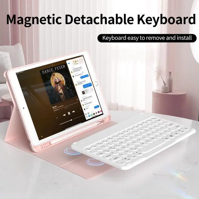 Alt view image 3 of 5 - KVTVOU for iPad 9th/8th/7th Generation Case with Keyboard (2021/2020/2019) - 7 Colors Backlit Wireless Detachable Folio Keyboard Cover with Pencil Holder for iPad 10.2 Inch, Pink