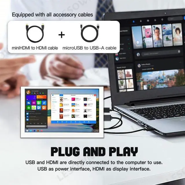 Alt view image 2 of 5 - LESOWN Mini Portable Monitor 5 inch IPS Small Display 480x800 HDMI 5V USB Powered Little Lightweight Status-Display Screen White Metal Case for Temperature Monitoring PC Laptop Computer, Plug and Play