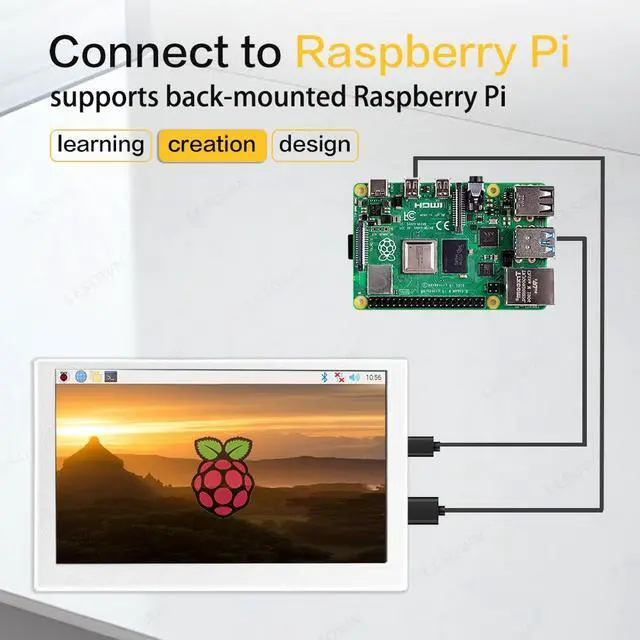 Alt view image 4 of 5 - LESOWN Mini Portable Monitor 5 inch IPS Small Display 480x800 HDMI 5V USB Powered Little Lightweight Status-Display Screen White Metal Case for Temperature Monitoring PC Laptop Computer, Plug and Play