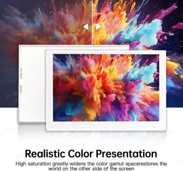 Alt view image 5 of 5 - LESOWN Mini Portable Monitor 5 inch IPS Small Display 480x800 HDMI 5V USB Powered Little Lightweight Status-Display Screen White Metal Case for Temperature Monitoring PC Laptop Computer, Plug and Play