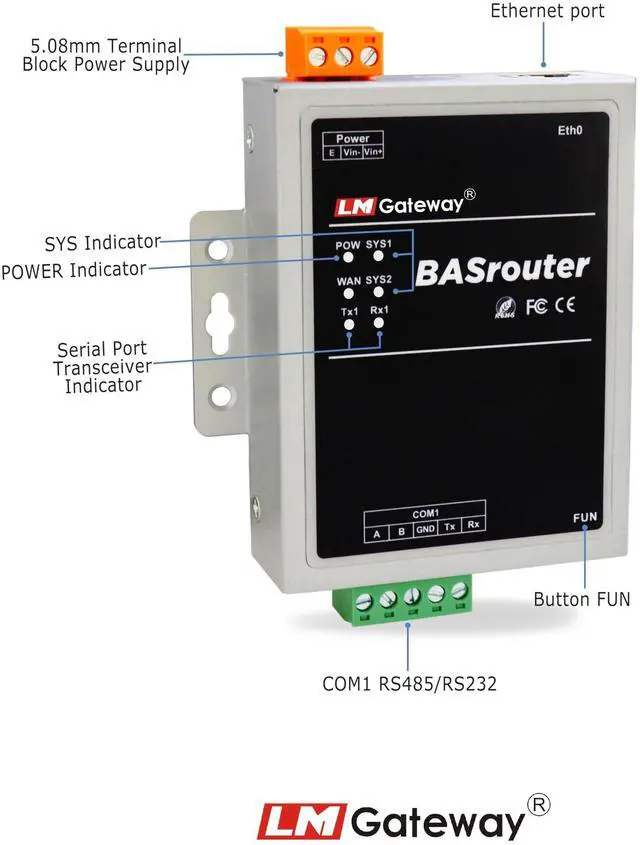 Alt view image 5 of 5 - LM BACnet Router 101-B with BBMD for Building Automation, BACnet MS/TP to BACnet IP, 10/100 Ethernet with auto-Negotiation and Auto-MDIX, Support for BBMD, High Performance for BACnet Systems