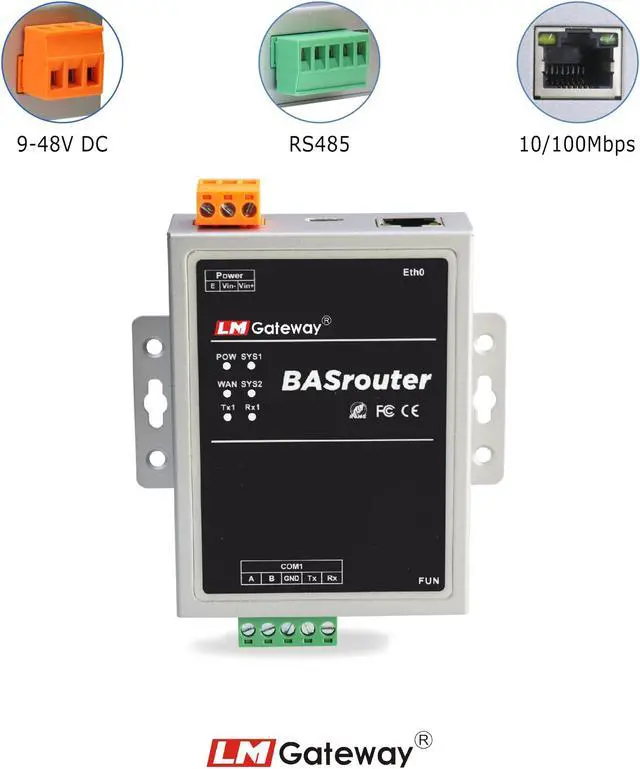 Alt view image 2 of 5 - LM BACnet Router 101-B with BBMD for Building Automation, BACnet MS/TP to BACnet IP, 10/100 Ethernet with auto-Negotiation and Auto-MDIX, Support for BBMD, High Performance for BACnet Systems