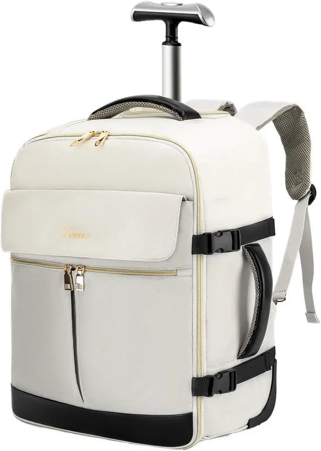 Main image of LOUEO Rolling Backpack for Women, Travel Rolling Backpack for Adults with Wheels, 17 Inch Wheeled Backpack Carry on Luggage