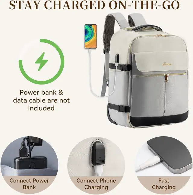 Alt view image 5 of 5 - LOUEO Rolling Backpack for Women, Travel Rolling Backpack for Adults with Wheels, 17 Inch Wheeled Backpack Carry on Luggage