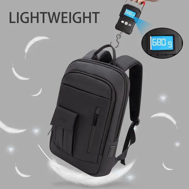 Alt view image 3 of 5 - Slim Business Laptop Backpack for Men 15.6 Inch Computer Backpack with USB Charging Port Lightweight Commute Anti-Theft Travel Backpack Water Resistant Backpack for Daily Office Work