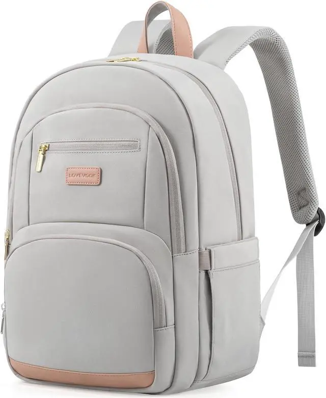 Main image of LOVEVOOK Travel Laptop Backpack for Women, Waterproof Work Backpack Fits 15.6 Inch Laptop, Large Computer Backpack for College, Grey