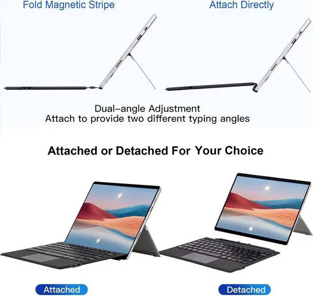 Alt view image 3 of 5 - Nanhent Type Cover Surface Pro 7 Keyboard with Precision Touchpad, Bluetooth 5.3, 7-Color Keys Font Backlight, Compatible with Microsoft Surface Pro 7/7+/6/5/4/3 (Black)