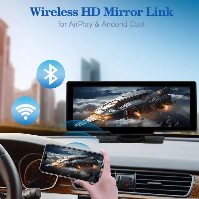 Alt view image 5 of 5 - Niloghap 9.3inch Wireless CarPlay Screen Compatible with Apple Carplay & Android Auto Portable Car Stereo with GPS Navigation,Bluetooth,Mirror Link,Drive Play,Touch Screen for All Vehicles