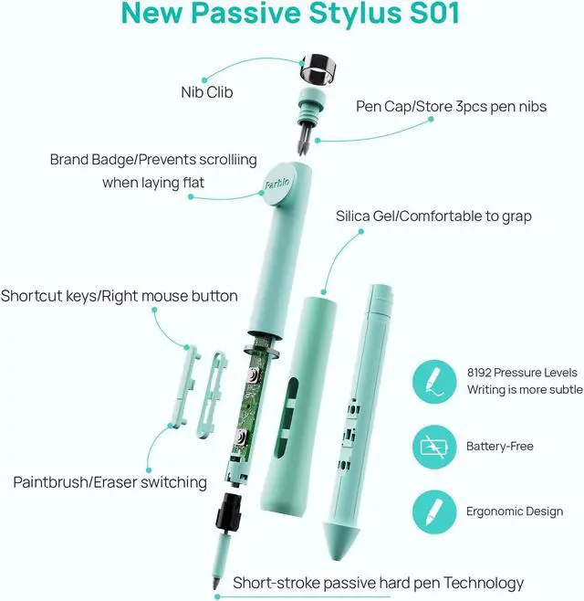 Alt view image 3 of 5 - Parblo Intangbo X7 Drawing Tablet 7x4 inch Graphics Tablets,Digital Drawing Tablet with Mode Switch,6 Customized Keys,Battery-Free Stylus S01 for Digital Art,Design,Work with Window/Mac,Android