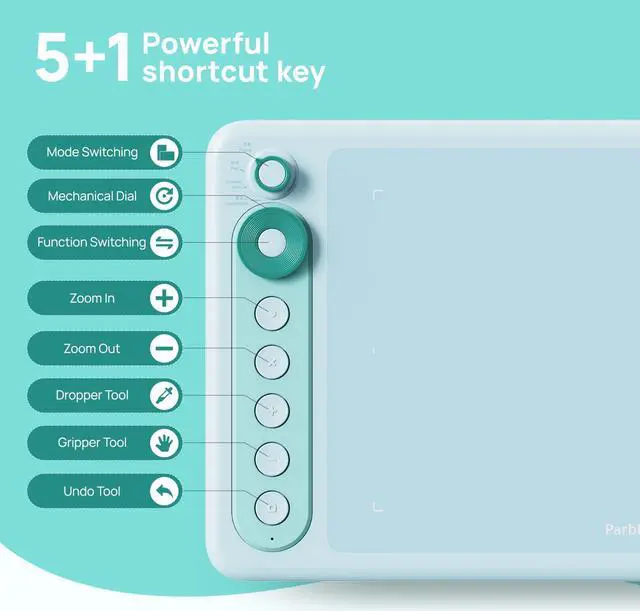 Alt view image 4 of 5 - Parblo Intangbo X7 Drawing Tablet 7x4 inch Graphics Tablets,Digital Drawing Tablet with Mode Switch,6 Customized Keys,Battery-Free Stylus S01 for Digital Art,Design,Work with Window/Mac,Android