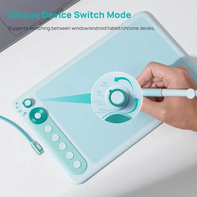 Alt view image 5 of 5 - Parblo Intangbo X7 Drawing Tablet 7x4 inch Graphics Tablets,Digital Drawing Tablet with Mode Switch,6 Customized Keys,Battery-Free Stylus S01 for Digital Art,Design,Work with Window/Mac,Android