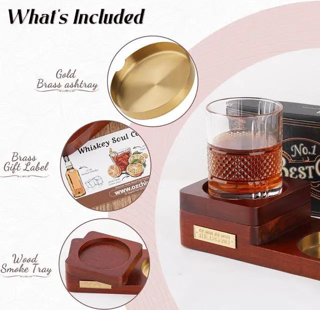 Alt view image 2 of 5 - Storage Case with 4 Tubes, King Size Medicine Locking Bag Storage Container and Wooden Cigar Ashtray with Whiskey Glass Tray