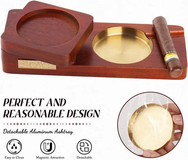 Alt view image 3 of 5 - Storage Case with 4 Tubes, King Size Medicine Locking Bag Storage Container and Wooden Cigar Ashtray with Whiskey Glass Tray