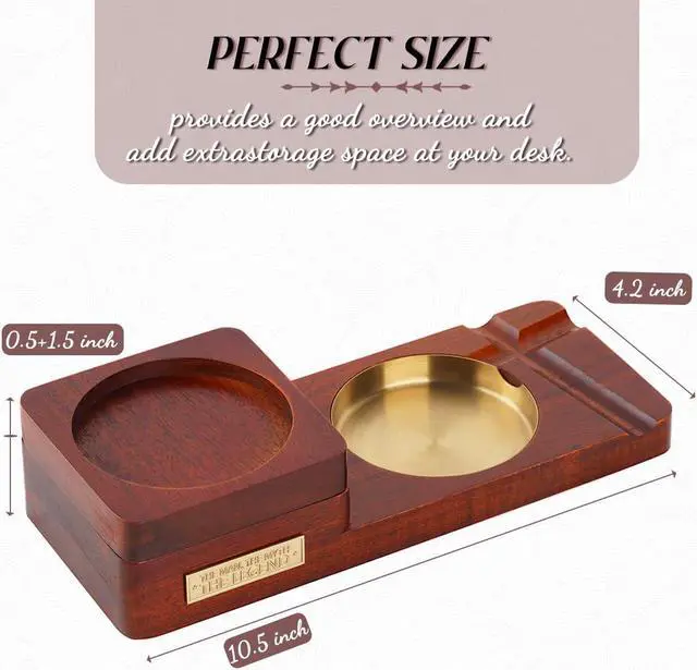 Alt view image 5 of 5 - Storage Case with 4 Tubes, King Size Medicine Locking Bag Storage Container and Wooden Cigar Ashtray with Whiskey Glass Tray