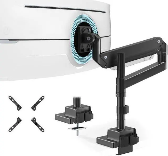 Main image of Single Monitor-Arm Heavy Duty for 24-57-inch - Ultrawide Aluminum Single Pole Monitor Mount,Fully Adjustable, Ideal for Gaming, Office & Home Use, Max Load 59.4lbs, VESA 75/100/200 mm, Black