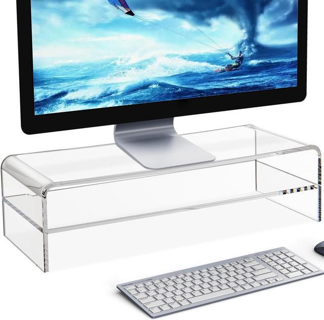 Main image of QTLILMNT Acrylic Monitor Stand, 20in Premium Large Acrylic Laptop Stand for Home, Office, Business, 2 Tiers Computer Monitor Riser for Keyboard Storage, Multi-Media Laptop, Printer, TV Srceen