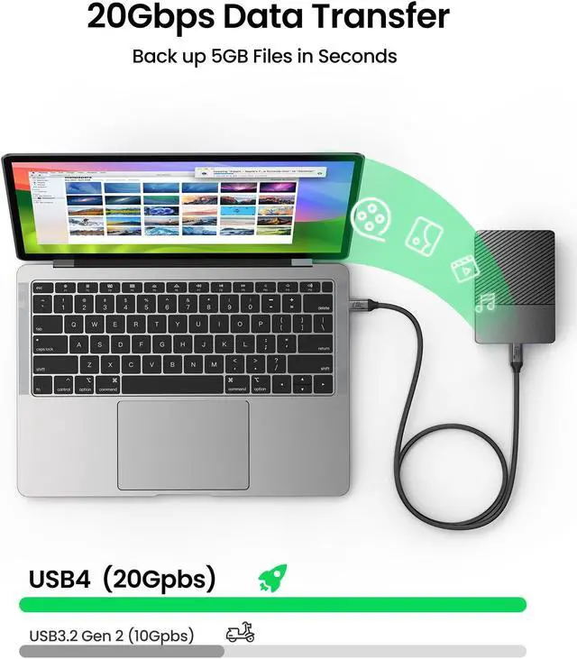 Alt view image 3 of 5 - Silkland USB 4 Cable for Long Thunderbolt 4 Cable 16.5FT/5M, 20Gbps Data Transfer, 240W Charging, Supports 5K@60Hz, 4K, USB C Thunderbolt 3 Cable, Compatible for MacBook, iPhone 16, Docking,VR Headset