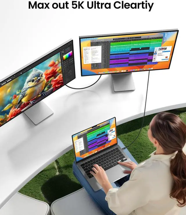 Alt view image 4 of 5 - Silkland USB 4 Cable for Long Thunderbolt 4 Cable 16.5FT/5M, 20Gbps Data Transfer, 240W Charging, Supports 5K@60Hz, 4K, USB C Thunderbolt 3 Cable, Compatible for MacBook, iPhone 16, Docking,VR Headset