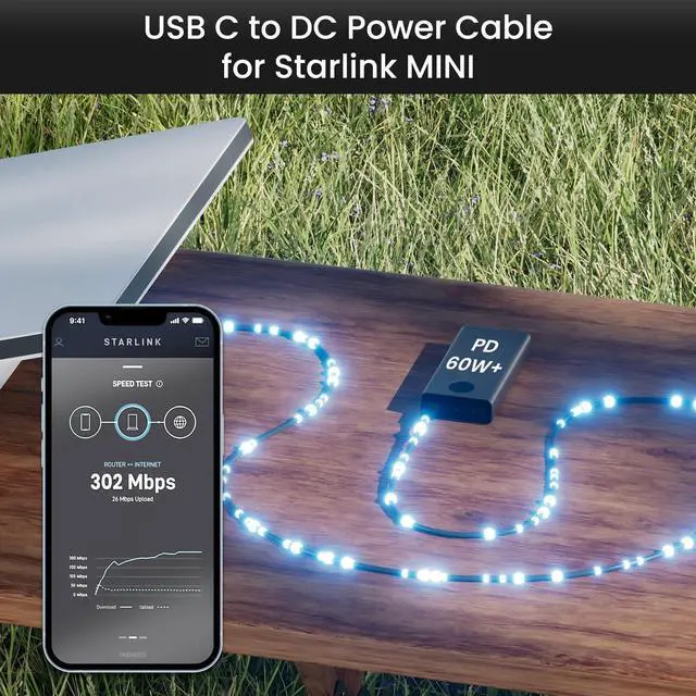 Alt view image 2 of 5 - STARGEAR for Starlink Mini Cable 16.4FT, 140W USB C to DC Power Cord 18AWG Type-C to Waterproof Barrel Jack, Work with 60W+ PD Source, Compatible with 28V PPS and 20V PD protocols (5M/16.4FT)