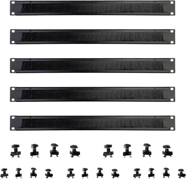 Main image of Suprwin 1U Brush Panel Disassembled Rack Mount Cable Management Panel, Horizontal Grommet Strip Server Rack for 19 Inch Rack or Network Cabinet-5Pack (1U-5PACKS)