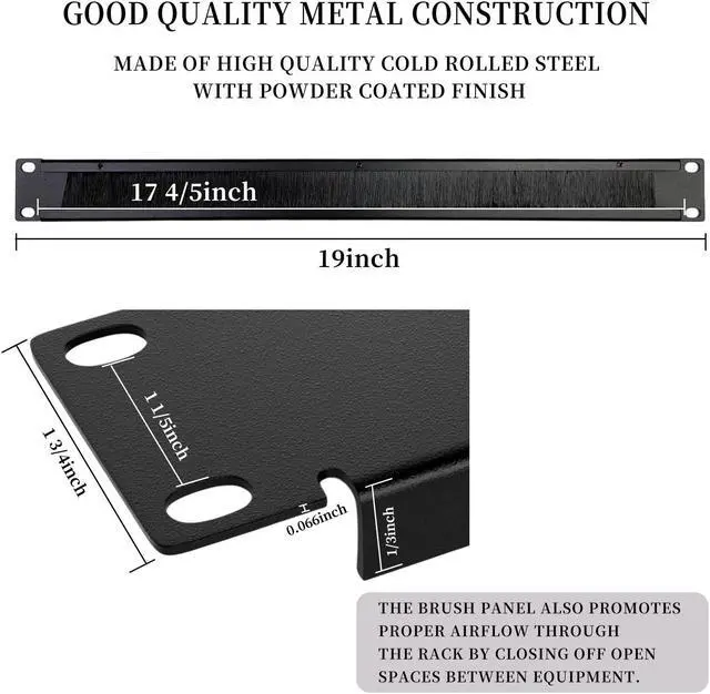 Alt view image 2 of 5 - Suprwin 1U Brush Panel Disassembled Rack Mount Cable Management Panel, Horizontal Grommet Strip Server Rack for 19 Inch Rack or Network Cabinet-5Pack (1U-5PACKS)