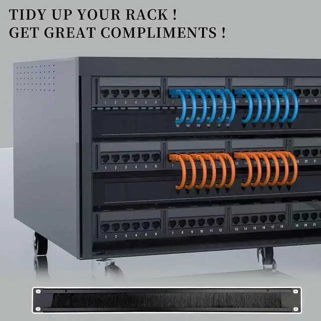 Alt view image 5 of 5 - Suprwin 1U Brush Panel Disassembled Rack Mount Cable Management Panel, Horizontal Grommet Strip Server Rack for 19 Inch Rack or Network Cabinet-5Pack (1U-5PACKS)