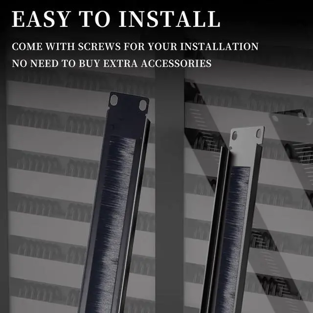 Alt view image 3 of 5 - Suprwin 1U Brush Panel Disassembled Rack Mount Cable Management Panel, Horizontal Grommet Strip Server Rack for 19 Inch Rack or Network Cabinet-5Pack (1U-5PACKS)