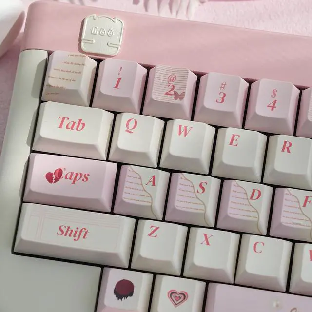 Alt view image 3 of 5 - 152 Keys PBT Dye Sub Custom Keycaps Cherry Profile Love Diary Keycap Set Fit for 61/64/87/104/108 Cherry Mx Switches Mechanical Keyboard