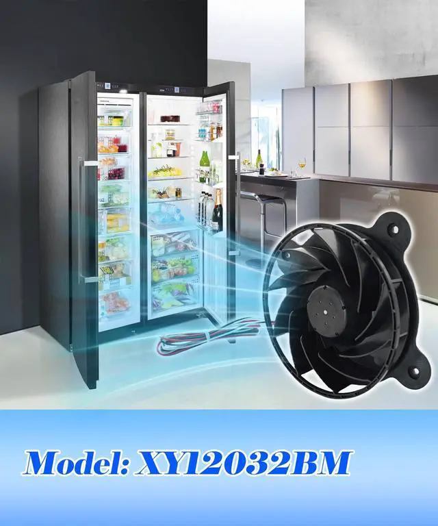 Alt view image 2 of 5 - XY12032BM Refrigeration Cooling Fan Fit for Galanz Upright Fridge/Freezer,DC12V 0.26A Refrigeration Silent Fan-120x120x32mm