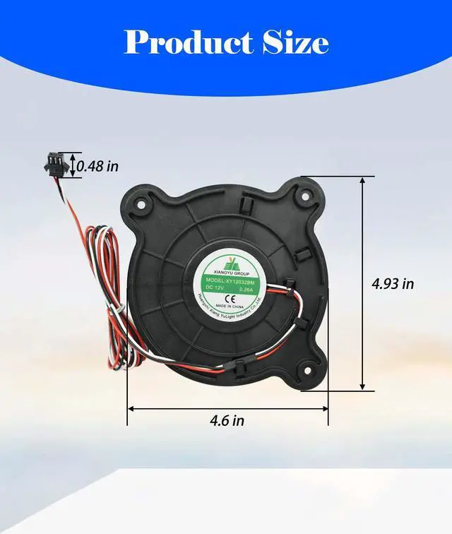 Alt view image 3 of 5 - XY12032BM Refrigeration Cooling Fan Fit for Galanz Upright Fridge/Freezer,DC12V 0.26A Refrigeration Silent Fan-120x120x32mm