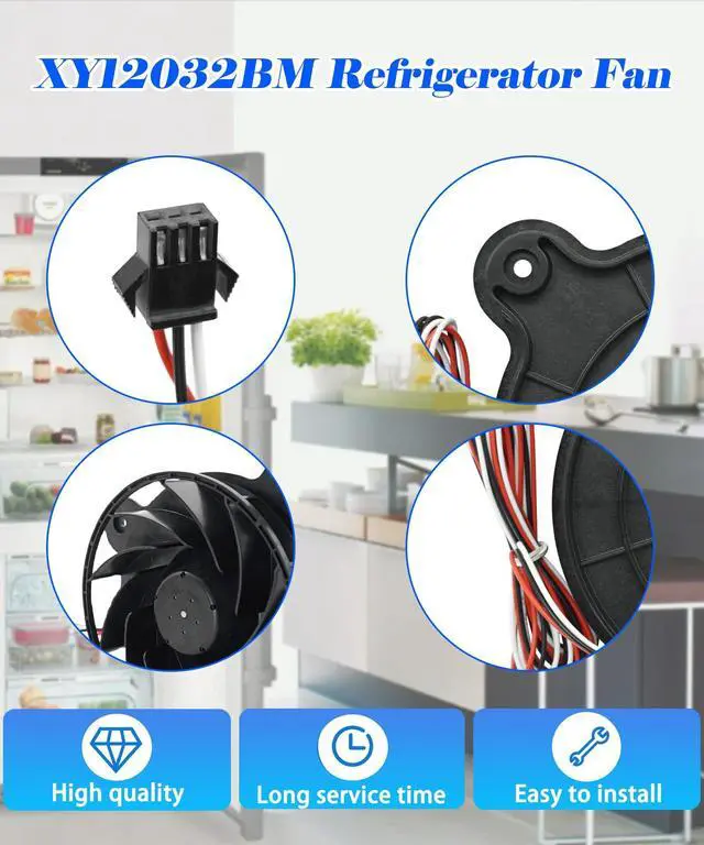Alt view image 4 of 5 - XY12032BM Refrigeration Cooling Fan Fit for Galanz Upright Fridge/Freezer,DC12V 0.26A Refrigeration Silent Fan-120x120x32mm