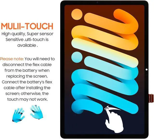 Alt view image 5 of 5 - THIRDPOLE for Samsung Galaxy Tab S9 FE Screen Replacement LCD Display SM-X510, SM-X516B Touch Screen Digitizer Full Assembly,with Tools(Black)