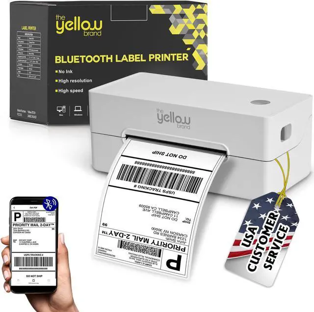 Main image of Label Printer, Bluetooth Thermal Printer, 4x6 Shipping Label Printer, Thermal Label Printer Desktop or Phone, Compatible with iPhone, Android, Windows, Mac, Chromebook, , Ebay, UPS.USPS (White)