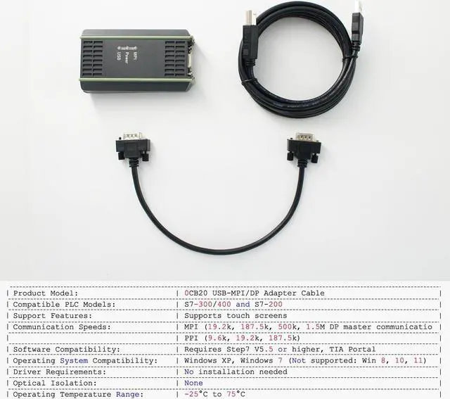 Alt view image 5 of 5 - A2 PC USB Programming Cable Siemens Simatic S7-200 PLC S7-300 PLC S7-400 PLC Replaces 6ES7 972-0CB20-0XA0 Compatible Step7 MPI PC Adapter USB