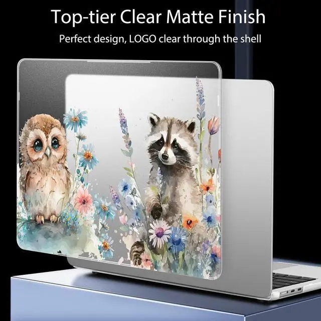 Alt view image 4 of 5 - Tuiklol Case for MacBook Air 15 inch 2024 2023 Model M3 A3114 M2 A2941, Bracket Hard Shell Case with Keyboard Cover & Screen Protector & Dust Plug for M3 MacBook Air 15.3 inch Cover, Owl & Fox