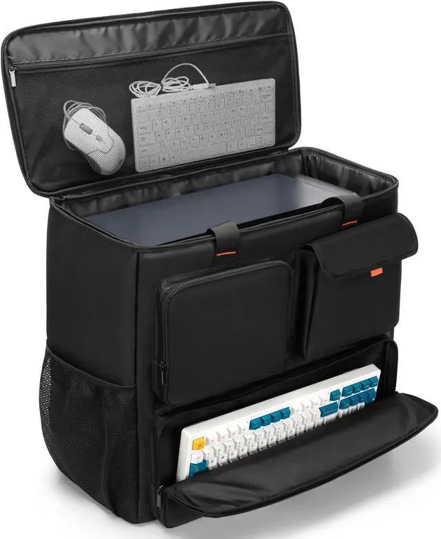 Main image of Trunab PC Desktop Carrying Case with Multiple Storage Pockets, PC Computer Tower Backpack Bag, Traveling Carrier for Keyboard, Cable, Mouse and Headphone, Bag Only