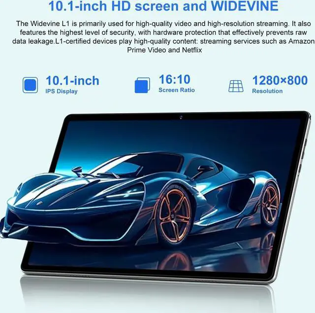Alt view image 5 of 5 - UJJ Android 14 Tablet, 128GB+20GB/1TB Expandable, 10.1 Inch Tablets with WiFi 6, Octa-Core, Bluetooth 5.0, Dual 5MP+8MP Camera, Android Tablet with Keyboard Mouse - Sliver
