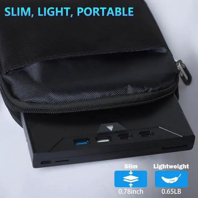 Alt view image 5 of 5 - Wbacon 8 in 1 External CD/DVD Drive for Laptop, Slot-Loading External DVD Drive, CD Burner External CD Drive for Laptop USB-A USB-C, Portable CD/DVD Writer for Laptop & Desktop(+Carrying Case)