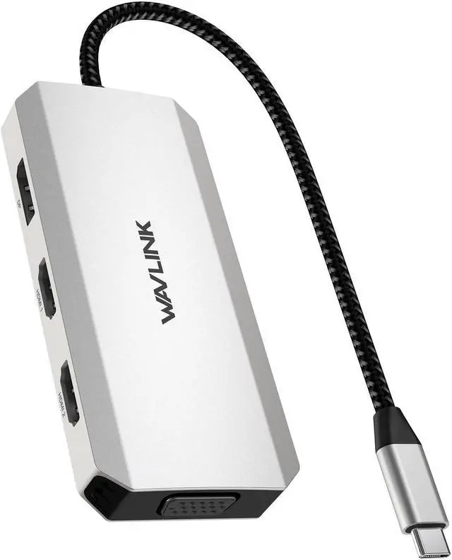 Main image of USB C to Dual HDMI Adapter 4K@60hz, 7-in-1 USB C Laptop Docking Station with 2xHDMI 1xDisplayport VGA, USB C HDMI Splitter Extend 4 Display, 3xUSB 2.0, Multiple Monitor Hub for MacBook/Dell/HP/Lenovo