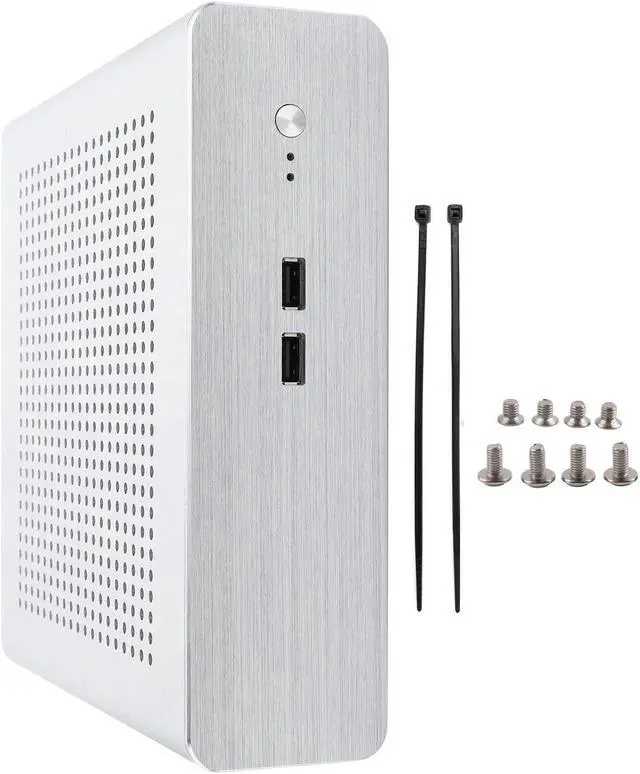 Main image of Mini ITX Case, Aluminum Alloy Panels Mid Tower ITX Chassis, Compatible with 17x17 Cm Motherboard, Support 4 4010 Fans, DIY Slim Case for Office (USB2.0)