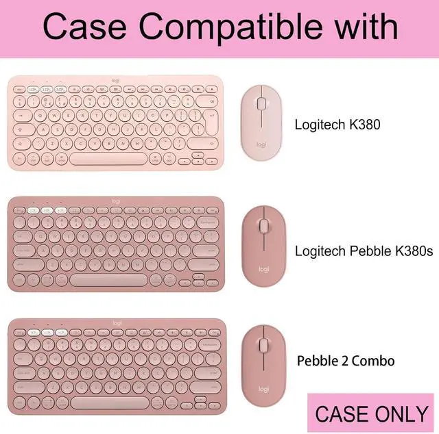 Alt view image 2 of 5 - co2CREA Hard Case Compatible with Logitech Pebble 2 Combo K380 K380s Pebble Keys 2 + M350 Wireless Keyboard and Pebble Mouse Combo (Rose)