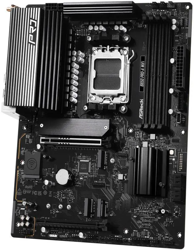 Alt view image 3 of 5 - ASRock AMD B850 Pro A WiFi 6E Socket AM5 Ryzen DDR5 8000 MHz 256GB ATX Motherboard M.2 SATA3 6.0 Gb/s PCIe 5.0