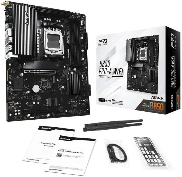 Alt view image 4 of 5 - ASRock AMD B850 Pro A WiFi 6E Socket AM5 Ryzen DDR5 8000 MHz 256GB ATX Motherboard M.2 SATA3 6.0 Gb/s PCIe 5.0