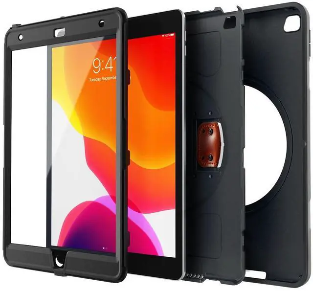 Alt view image 2 of 5 - New Trent iPad 9th Generation, 8th Generation, 7th Generation Stronger Kickstand Full Body case with Rotational Hand Strap & Screen Protector 2021 2020 2019
