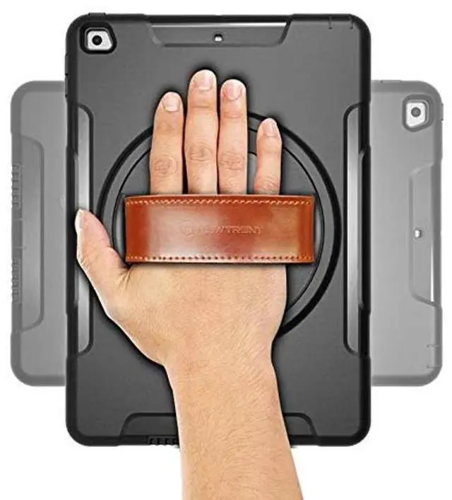 Alt view image 3 of 5 - New Trent iPad 9th Generation, 8th Generation, 7th Generation Stronger Kickstand Full Body case with Rotational Hand Strap & Screen Protector 2021 2020 2019