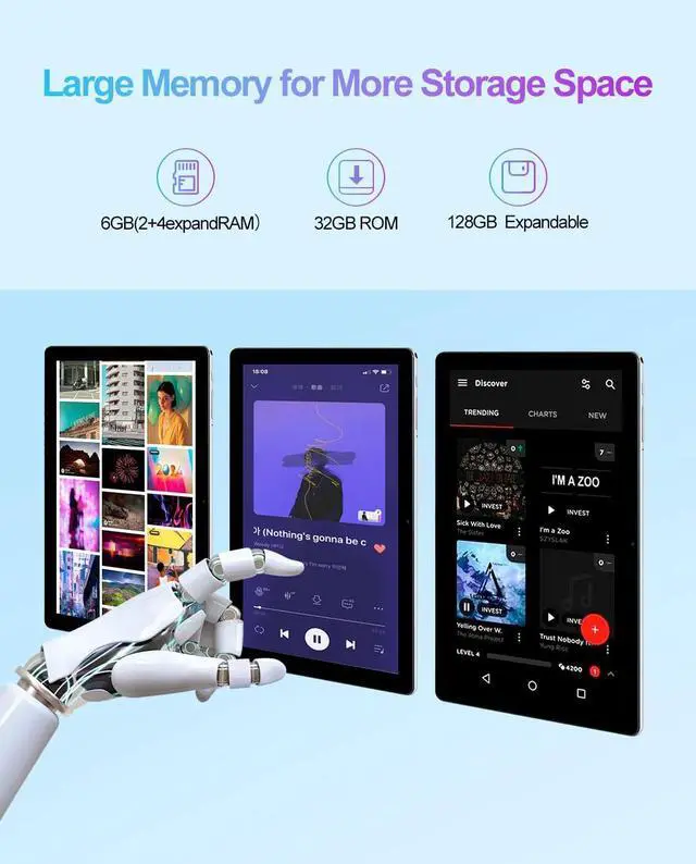 Alt view image 2 of 5 - ATMPC Android Tablet 10 Inch,Tablets,6GB (2+4 Expand) RAM 32GB ROM & 128GB Expandable Android 12 Tablet, 1280x800 IPS HD Touch Screen Tablets, 2+5Mp Dual Camera, WiFi, BT5.2, 6000Mah Battery