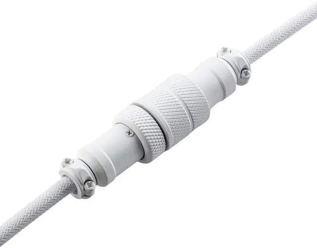 Alt view image 3 of 5 - GUNMJO Pro Custom Coiled USB C Cable for Gaming Keyboard, Metal Aviator Mechanical Keyboard Cable with Right Straight Out Aluminum Aviator, 1.5M USB-C to USB-A, White Color